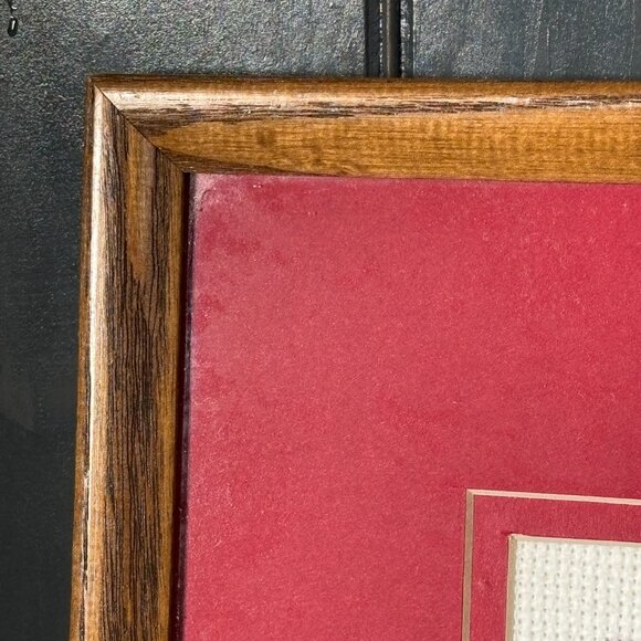 Vintage Christmas Cross Stitch Art Framed Holiday Needlepoint Wall Hanging - Picture 9 of 15